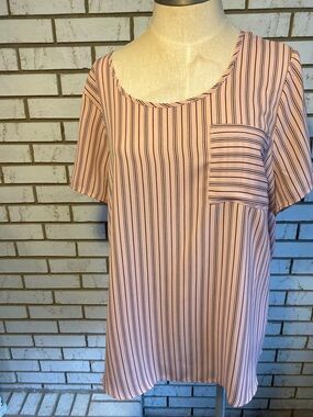 Women's Pink Striped Short Sleeve Top